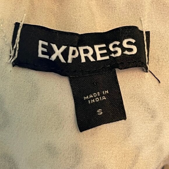 Express Animal Print Dress | Smocked, high neck, tiered flutter skirt | Size S - Picture 6 of 8